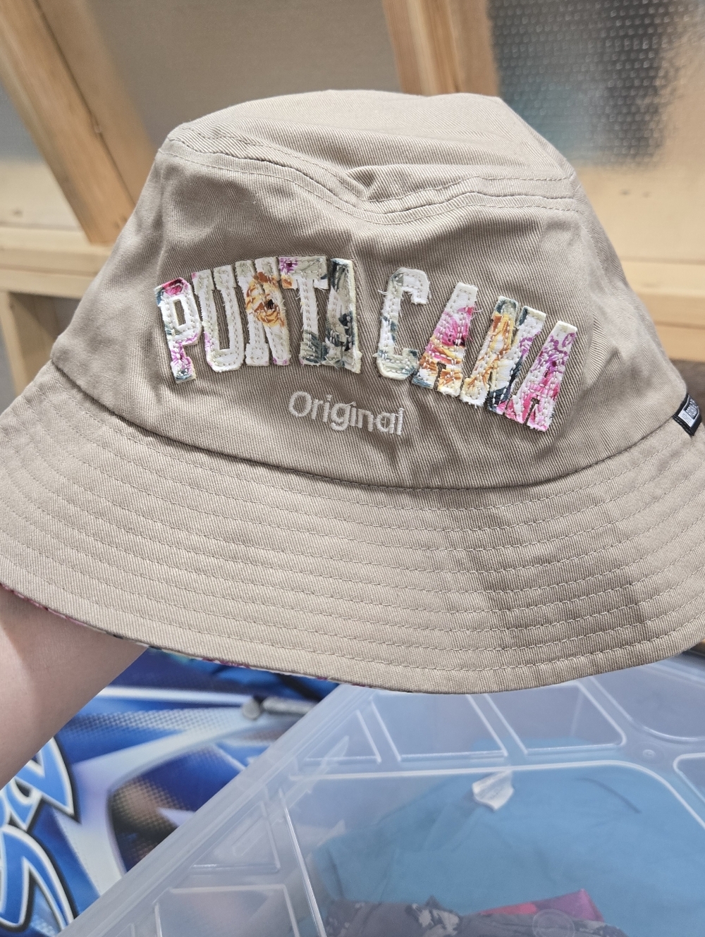 Robin Ruth Punta Cana Beige Bucket Hat with Floral Lining